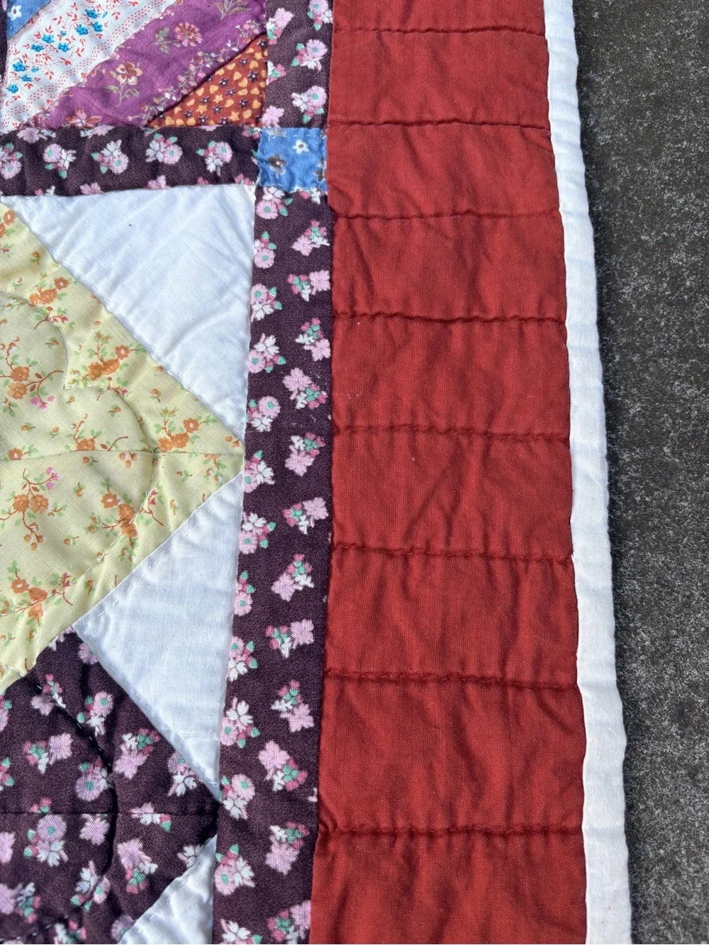 Vintage hand-sewn crib quilt/throw